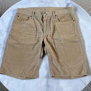 Gap Corduroy Straight Shorts, Button Fly, 34 Waist, Tan, Standard Length